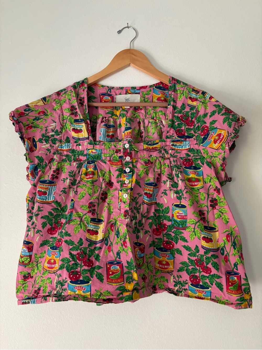 Printfresh Pink Tomato Can Printed Peasant Top